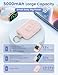 RORRY Portable Charger, 5000mAh Portable Charger Power Bank with Built-in Cables, Travel Keychain Battery Pack for Apple Watch Ultra/11/10/9/8/7/6/SE, iPhone Air/17/16/15/14/13/12, Pink