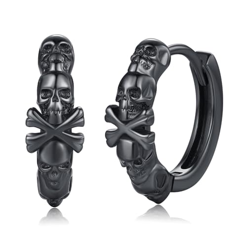 Pendientes de calavera de plata para look motero y salidas nocturnas