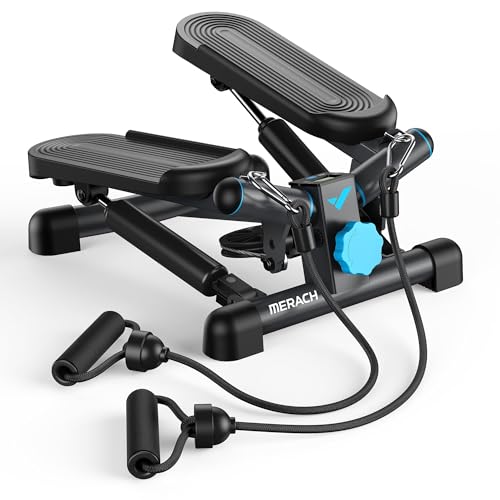 MERACH 2-in-1 stepper voor thuis, mini-stepper 150 kg met lcd-monitor, updown swing stepper met power ropes voor been/arm/billentraining