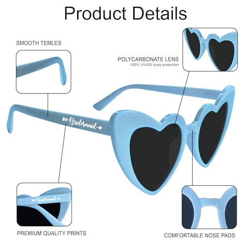 LotsBuyLots 10 Pairs Bachelorette Sunglasses Vintage Heart Bridesmaid Sunglasses for Wedding Favors Bridal Shower Supplies3