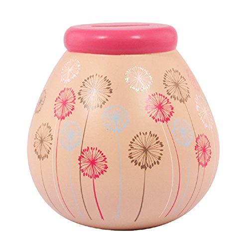 Image of Pot of Dreams Hand Painted Dandelion Flower Save And Smash Handcrafted Ceramic Money Box Piggy Bank | Perfect Decorative Gift and Saving for Self Care & family Vaction