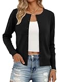 Trendy Queen Womens Cardigan Sweaters Lightweight Crew Neck Outfits Fall Fashion 2025 Clothing Black M