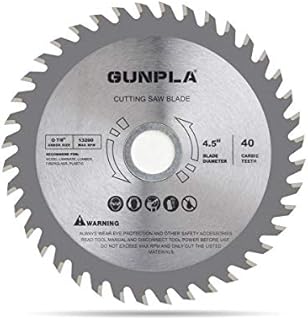 Gunpla 4-1/2-inch 40 Tooth Alloy Steel TCT General Purpose Hard & Soft Wood Cutting Saw Blade with 7/8-inch Arbor(Reduce Ring 5/8 inch)