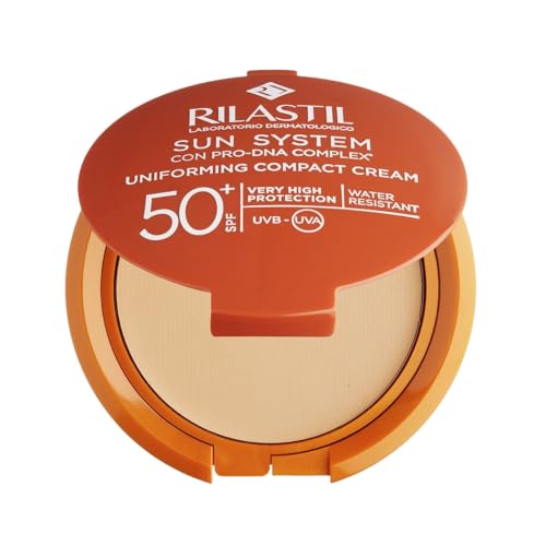 Rilastil - Sun System Base Compacta SPF 50+, Fotomaquillaje con Filtros Físicos, Corrige Imperfecciones y Unifica, Tono Beige - 10 g