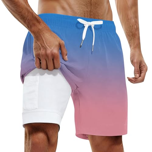 Short de bain double couche homme anti frottement pour surf et natation