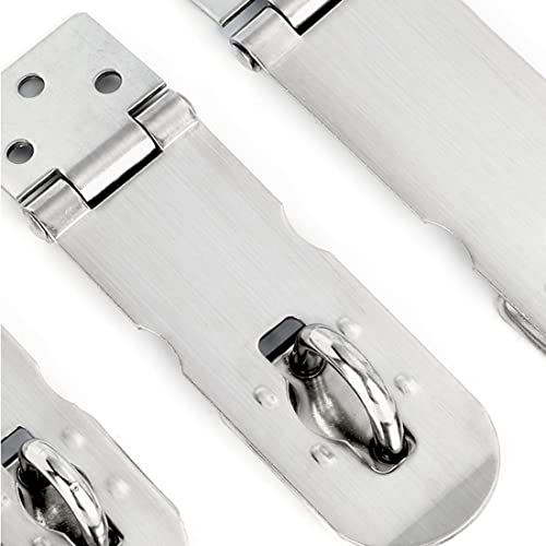 Image of 2 Pack Door Locks Hasp Latch,Stainless Steel Safety Clasp Hasp Lock Latch,Extra Thick Gate Lock Hasp with Screws Brushed Finish for Small Doors, Cabinets and More (Black, 5IN)