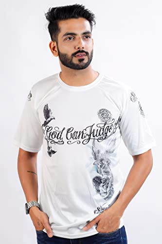 Image of HARPITA Men's Round Neck Half Sleeve Slim Fit Digital Printed Lycra T-Shirt