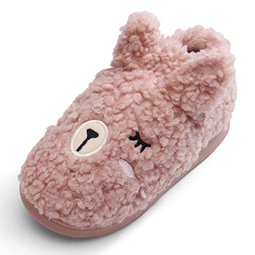 ChayChax Invierno Zapatillas de Casa para Mujer Hombre Niños Lindo Pantuflas de Casa Calentar Forro Felpa Zapatos de Algodón Interior Exterior, Rosa, 36/37 EU