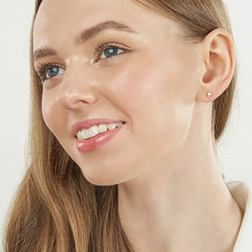 JEWELHEART 14K Solid Gold Star Stud Earrings - Dainty Yellow Celestial Earrings - Minimalist For Women2