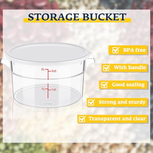 Image of Ziliny 4 Pcs 2 Qt Dough Proofing Container with Lid and Red Scale, White