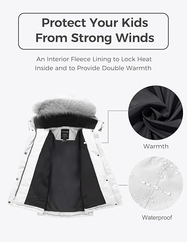 Image of Wantdo Girls' Long Winter Coat Waterproof Puffer Jacket Warm Parka Hooded