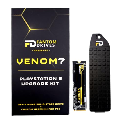 Fantom Drives VENOM7 1TB NVMe Gen4 M.2 2280 内蔵SSDストレージ拡張 PS5およびPS5スリム用 最大7,300MB/秒 3D NAND TLC ソリッドステートドライブ カスタマイズヒートシンク付き (VM7X
