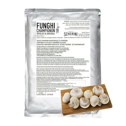 Scherini Valtellina Champiñones trifolados, 1300 g ideales para catering (Agaricus bisporus)