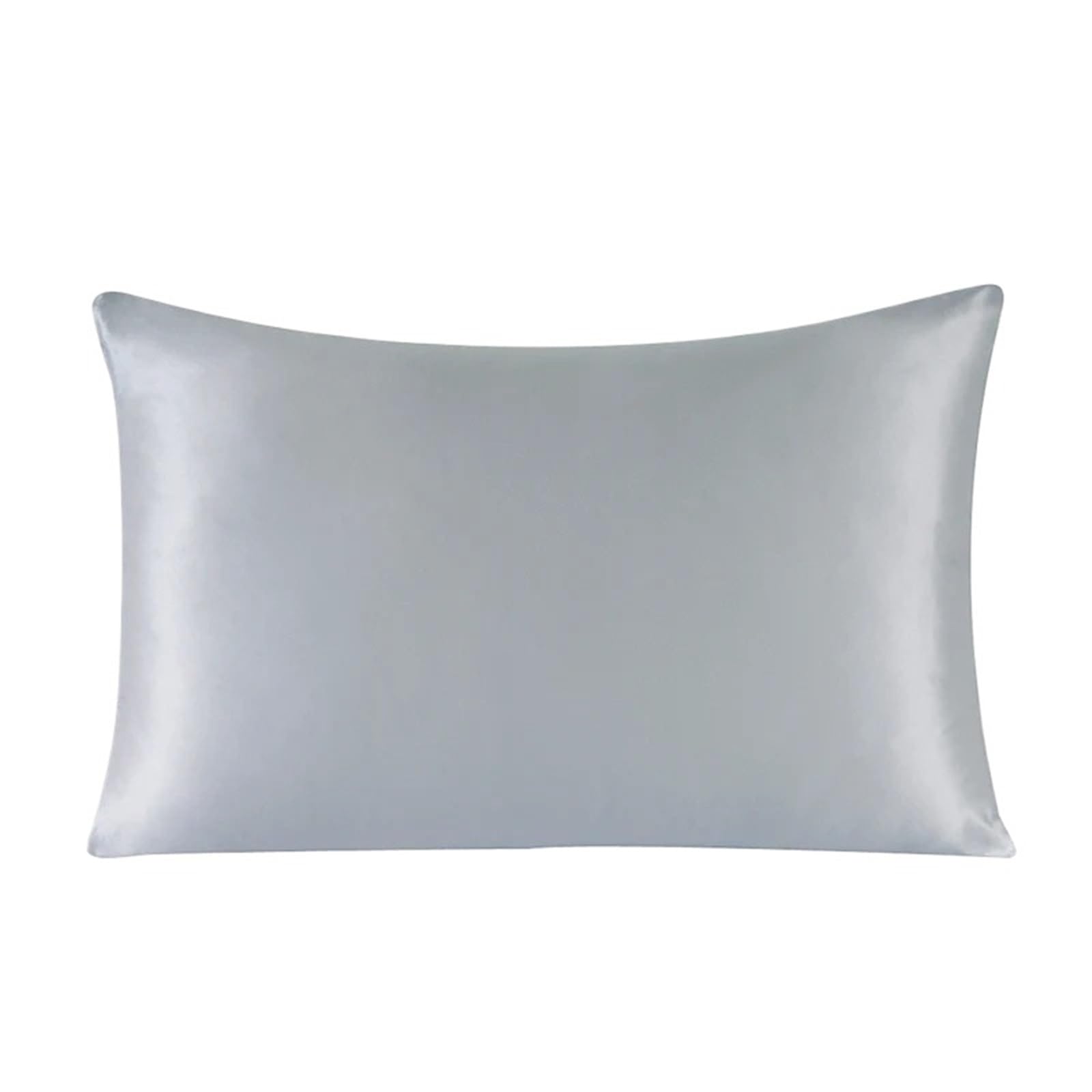 1PC Zipper Pillowcase with Matched Hair Scrunchie Both Sides Mulberry Silk for Bedding(Sliver Gray,40x60 cm)