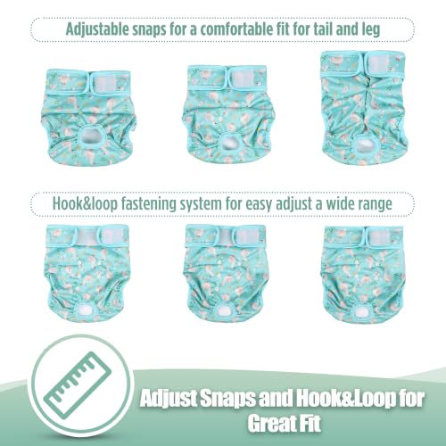 Image of wegreeco Female Dog Diapers, Washable Reusable Pet Puppy Doggie Diapers for Small Medium Large Female Dogs in Heat Period, Doggy Period Panties, 5 Pack, Small, Lively Animals