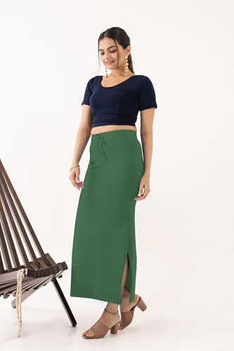 Image of DESI GIRL Cotton Lycra Stretchable Saree Shapewear Petticoat with Drawstring for Women | Fishcut Saree Petticoat with Side Slit for Easy Movement | Saree Shaper | Long inskirt