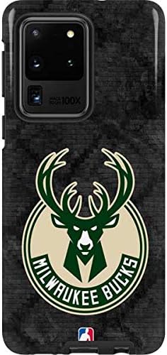 Skinit Pro Phone Case Compatible with Galaxy S20 Ultra 5G - Officially Licensed NBA Milwaukee Bucks Standard - Black Design