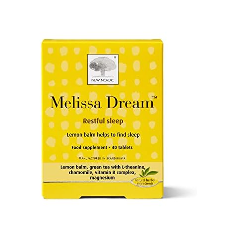 New Nordic Melissa Dream Herbal Sleeping Tablets 40 Pack - Natural Insomnia Relief - Natural Sleep Aid Tablets - Vegan Herbal Sleeping Tablets For Adults Cover