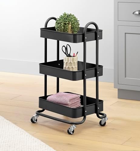 Whitmor 3-Tie Metal Cart, Black