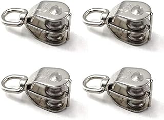 M20 Wire Rope Double Pulley Block 304 Stainless Steel Roller Pulley Bearing Roller Pack of 2 Loading:75KG