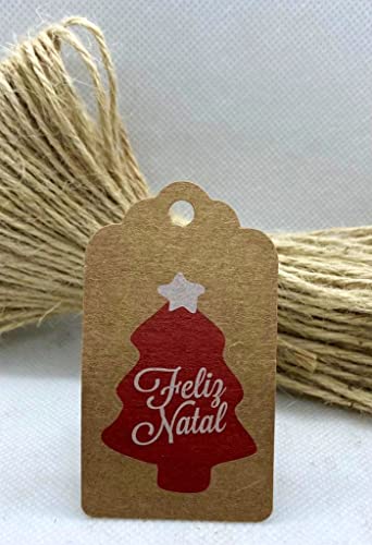 Tag Árvore Natal Kraft 100 Unidades Cordão De Sisal Incluso