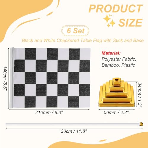 Drapeau de table à damier PATIKIL avec socle doré premium pour bureau et réception