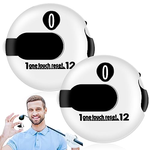 Weewooday 2 Pieces Golf Score Counter Golf Stroke Counter Golf Counter Clicker with One Touch Reset for Golf Game Scorekeeper Outdoor Activities Sport (White)