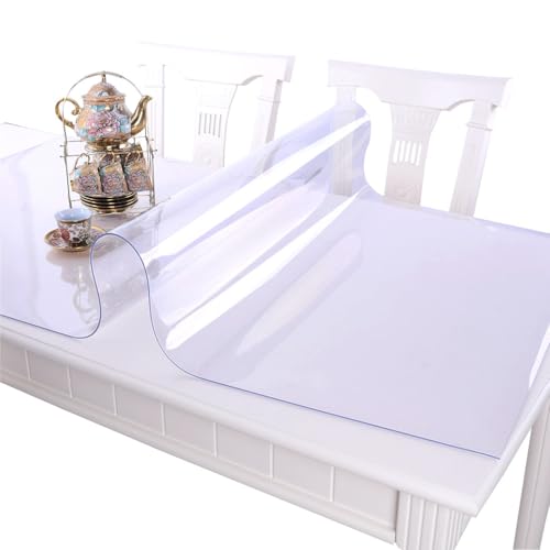 VITA FELICE PVC Table Protector Clear Plastic Waterproof Table Cover for Dining Table, Heavy Duty Wipe Clean Transparent Mat,Tablecloth for Worktop Kitchen Restaurant Party Events (90cm x 180cm)
