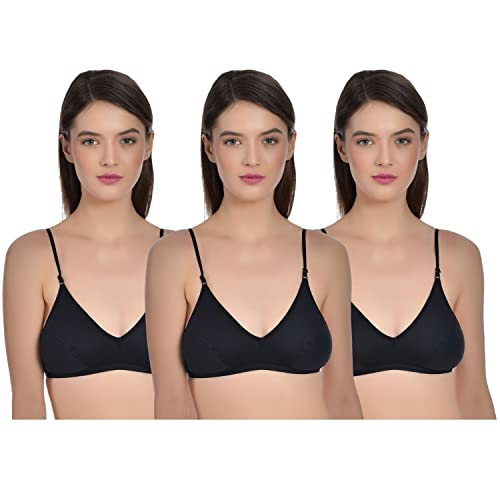 Image of Aimly Women's Cotton Non-Padded Non-Wired Low Coverage Regular Bra Pack of 3