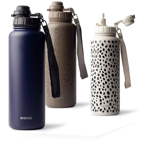 MAMEIDO Thermosflasche mit Strohhalm 700 ml (Dark Night) – Ansicht 1