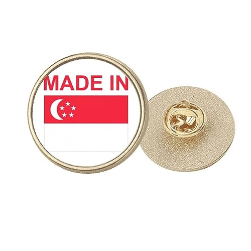 Broche Singapour Country Love ronde en métal doré pour vêtements