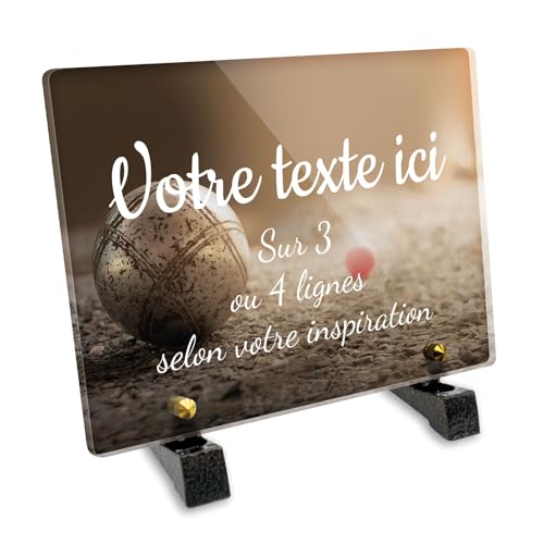 OCAP-FUNERAIRE.COM Plaque funéraire Rectangle Personnalisable en plexi Motif Boule de pétanque 01, différentes Tailles, épaisseur 6mm, personnalisée sur...