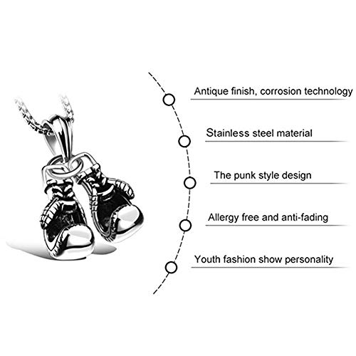 Joygulls Men Necklace 316L Punk Stainless Steel Boxing Gloves Chain Pendant Necklace2