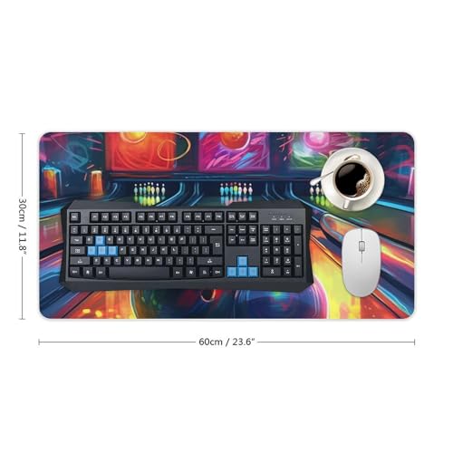 Tapis de souris antidérapant grand format avec motif bowling
