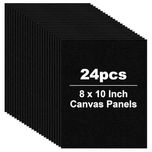 24 Pack Black Canvas for Painting, 8x10 Inch Canvas...