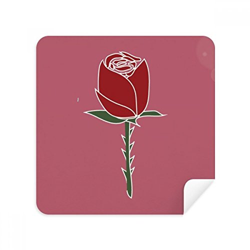 Chiffon de Nettoyage Lunettes Motif Carnation Rouge en Suède Essuie-Écran Téléphone 2Pcs