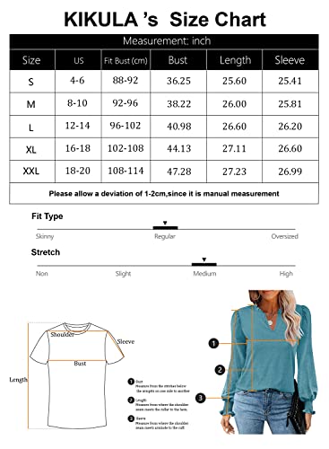 Kikula Women's Long Ruffle Sleeve Tshirt Loose Fit Dressy Puff Sleeve Tunic Tops Blouse #TOP3