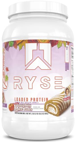 Image of RYSE Loaded Protein Powder - Little Debbie Pumpkin Spice Rolls - 25g Whey Protein Isolate & Concentrate with Prebiotic Fiber & MCTs - Low Carb, Low Sugar, Digestive-Friendly - 27 Servings / 2 lb Tub