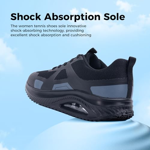 Womens Walking Shoes Orthotic Plantar Fasciitis Tennis Athletic Sneakers with Arch Support for Foot Pain Relief All Day Standing GreyBlack US 7.54