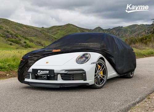 Image of Kayme 7 Layers Car Cover Custom Fit for Porsche 911 Coupe Convertible Targa (2011-2025) Waterproof All Weather for Automobiles, Outdoor Full Cover Rain Sun UV Protection.Black
