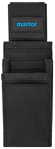 MARTOR Gürteltasche L Für Cuttermesser, Tasche mit 5 Fächern Für Sicherheitsmesser/Stift/Schere, mit Clip & Klettverschluss, Nylon, Schwarz