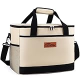 Goutime Isolierte Tragetasche für Picknick, 26 Liter, großes Fassungsvermögen, wasserdichtes Material, leicht, ideal für Camping, Grillen, Reisen und Outdoor-Aktivitäten (beige)