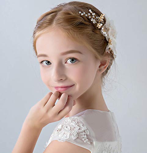 Flower Girl Hair Accessory Pearls White Floral Cute Elegant Hair Pin For Bridesmaid Wedding Dress Shows Children' Day Party #TOP4