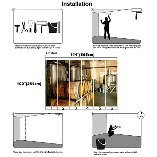 Afwadfwa Modern 3D Removable Wallpaper Self-Adhesive Barrels Of Beer At The Brewery And Bar Wall Murals Peel And Stick Wall Stickers For Living Room Bedroom Wall Decor #TOP7