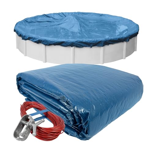 Robelle 24 ft Heavy Duty Blue Winter Pool Cover for Above Gr...