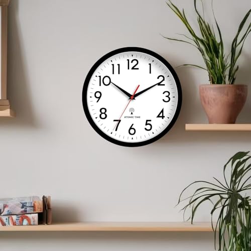 Image of DAXSMY Atomic Wall Clock Analog 14 Inch Battery Operated Modern Decorative for Living Room Kitchen Office Bedroom Bathroom(Black)
