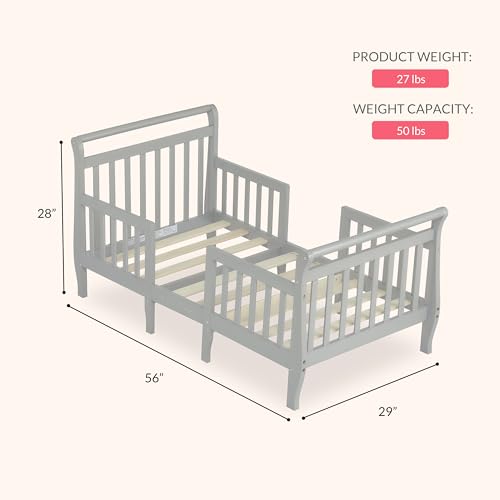 Dream On Me Emma 3-in-1 Convertible Wooden Toddler Bed in Steel Grey, Baby Safety Alliance Certified, Low-to-Floor Design, Solid Pinewood with Safety Rails - image 3