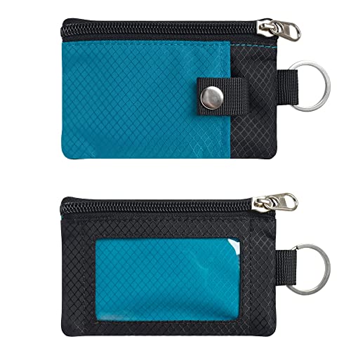 Image of CHENSPRX Minimalist RFID Blocking Small Wallet with ID Window,WaterResistant Zip Id Case Wallet with Lanyard Keychain for Cards,Cash,Travel,Women,Men
