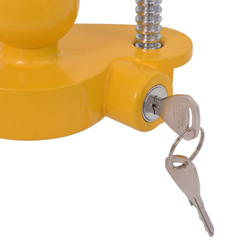 Antivol de remorque en acier et alliage d'aluminium jaune avec 2 clés, antivol pour caravane, remorque, voiture et camping-car, résistant aux intempéries, robuste, facile à utiliser