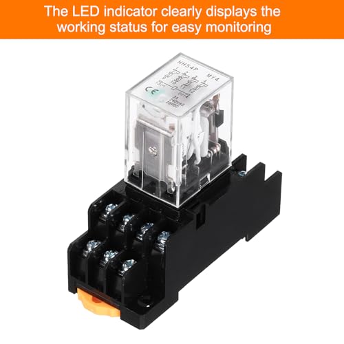 Relé electromagnético 24V CC de 14 pines con base DPDT 4NO 4NC 4
